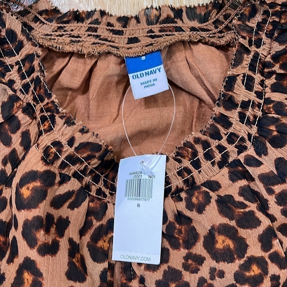 NWT New Old Navy Animal Print Smocked Long Sleeve Mini Dress Size Small Lined - Picture 10 of 14